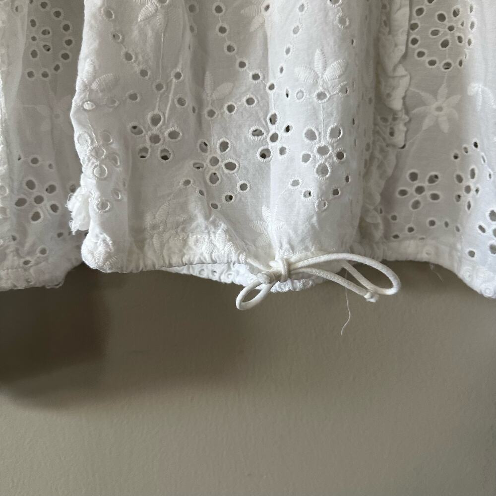 Joie White Long Sleeve Eyelet Pull Over Blouse Size Large - Picture 6 of 7